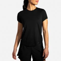 Brooks Women's Distance Short Sleeve - Black Tops