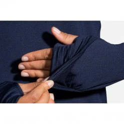 Brooks Women's Notch Thermal Hoodie - Navy Tops 14 Brooks Women's Notch Thermal Hoodie - Navy Tops