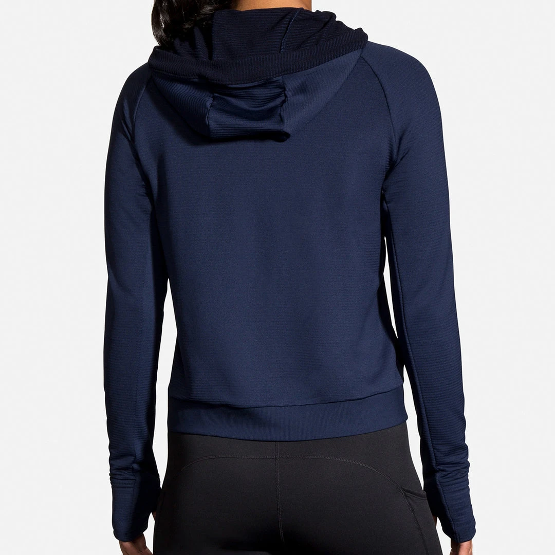 Brooks Women's Notch Thermal Hoodie - Navy Tops 3 Brooks Women's Notch Thermal Hoodie - Navy Tops