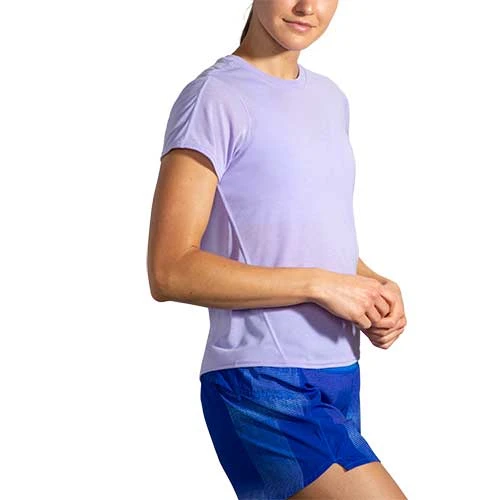 Brooks Women's Distance Short Sleeve - Heather Violet Dash 2 Brooks Women's Distance Short Sleeve - Heather Violet Dash