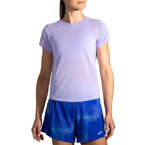 Brooks Women's Distance Short Sleeve - Heather Violet Dash 4 Brooks Women's Distance Short Sleeve - Heather Violet Dash