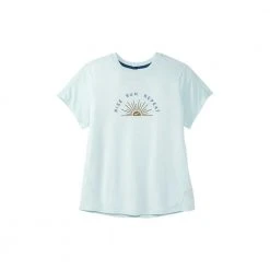 Brooks Women's Distance Graphic Short Sleeve - Ice Blue/Rise And Run