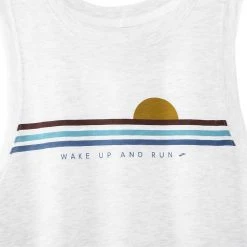 Brooks Women's Distance Tank - White/Wake Up & Run Tops