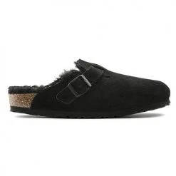Birkenstock Boston Shearling Black Suede Leather- Regular/Wide Shoes