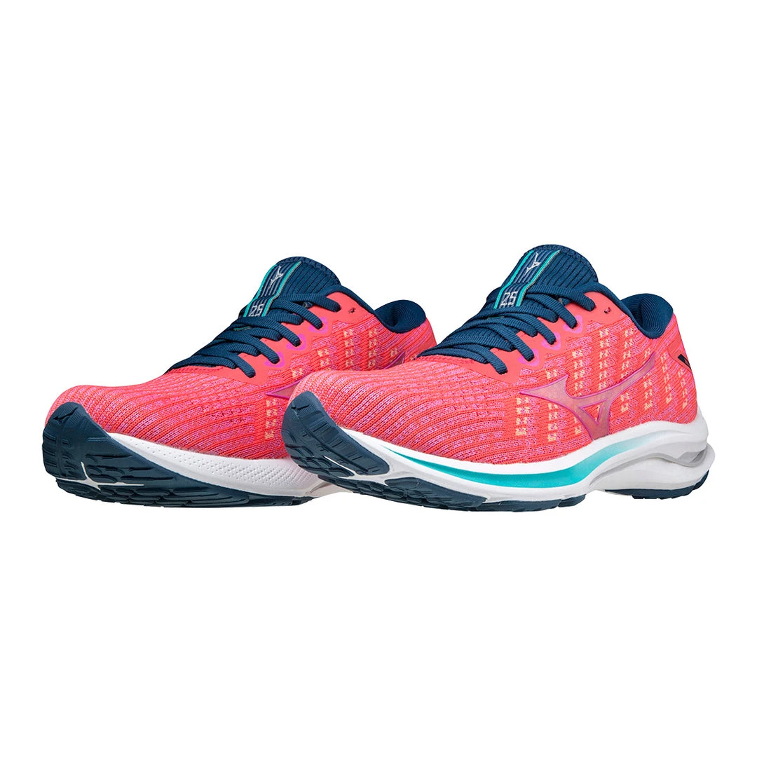 Mizuno Women's Wave Rider 25 Waveknit Running Shoe - Cayenne/Phlox Pink - Regular (B) Shoes 4 Mizuno Women's Wave Rider 25 Waveknit Running Shoe - Cayenne/Phlox Pink - Regular (B) Shoes