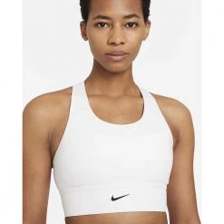 Women's Nike Swoosh Longline Bra Med Padded - White/Black Bras 8 Women's Nike Swoosh Longline Bra Med Padded - White/Black Bras