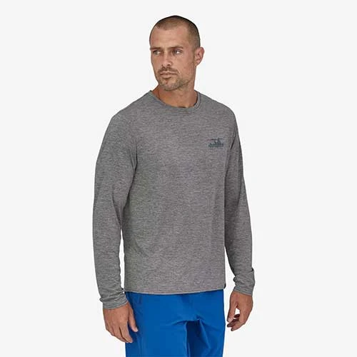 Patagonia Men's Long Sleeved Cap Cool Daily Graphic Shirt - '73 Skyline: Feather Grey Apparel 2 Patagonia Men's Long Sleeved Cap Cool Daily Graphic Shirt - '73 Skyline: Feather Grey Apparel