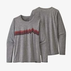 Patagonia Women's Capilene Cool Daily Graphic Shirt - Ridge Rise Stripe: Feather Grey