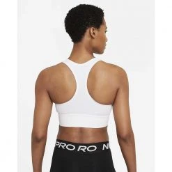 Women's Nike Swoosh Longline Bra Med Padded - White/Black Bras 9 Women's Nike Swoosh Longline Bra Med Padded - White/Black Bras