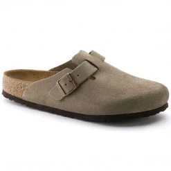 Birkenstock Shoes Boston Soft Footbed Taupe Suede- Regular/Wide