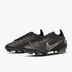 Nike Unisex Vapor 14 Elite FG Soccer Shoe -Black/Metallic Gold/Metallic Silver