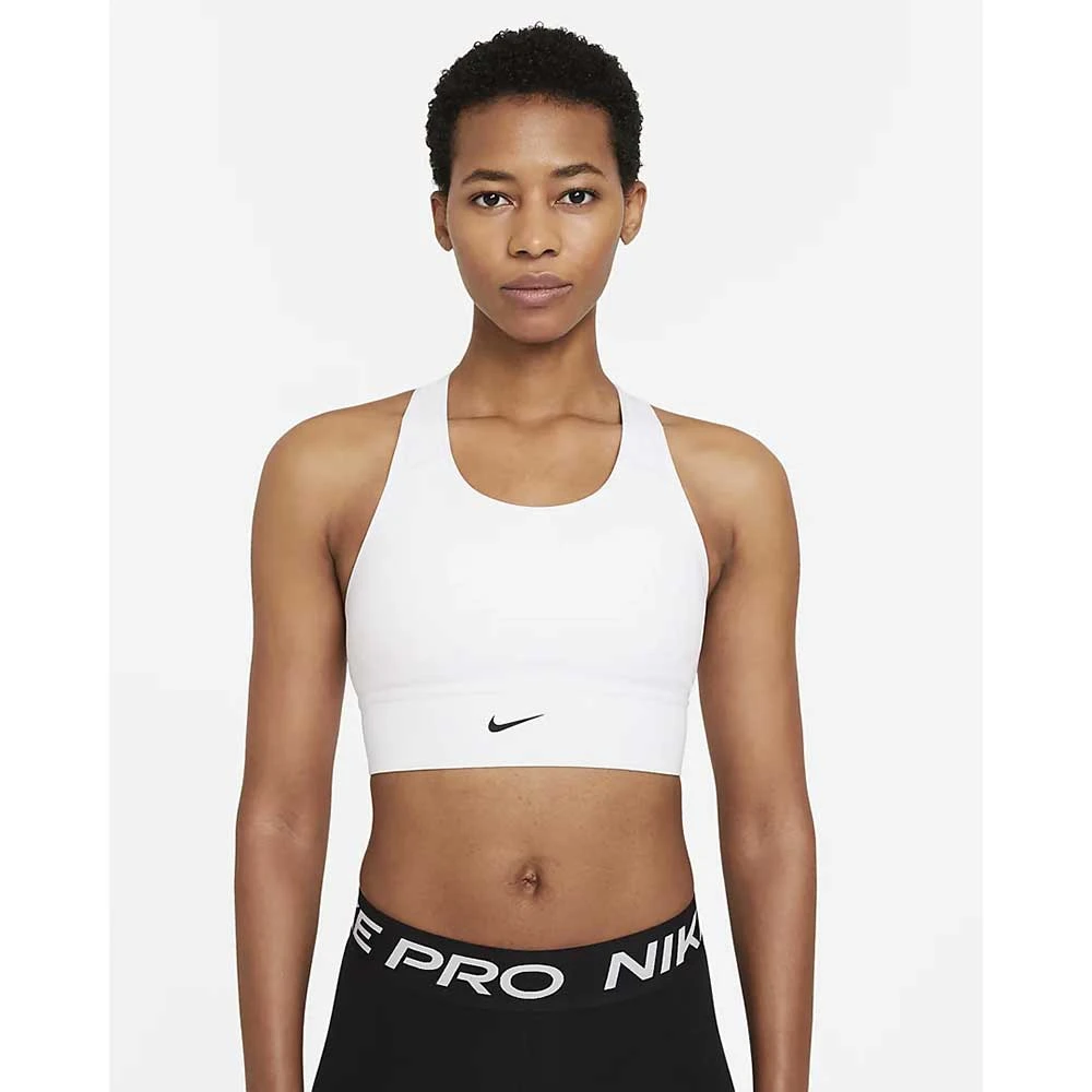 Women's Nike Swoosh Longline Bra Med Padded - White/Black Bras 1 Women's Nike Swoosh Longline Bra Med Padded - White/Black Bras