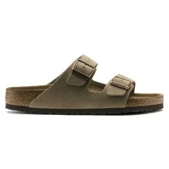 Birkenstock Arizona Soft Footbed Taupe Suede Leather Sandal - Taupe- Regular/Wide