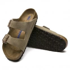 Birkenstock Arizona Soft Footbed Taupe Suede Leather Sandal - Taupe- Regular/Wide 12 Birkenstock Arizona Soft Footbed Taupe Suede Leather Sandal - Taupe- Regular/Wide