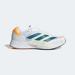 Adidas Shoes Men's AdiZERO Adios 6 Running Shoe - Cloud White / Real Teal / Flash Orange - Regular (D)