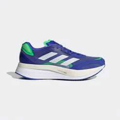 Adidas Men's Adizero Boston 10 Running Shoe - Sonic Ink / Cloud White / Screaming Green - Regular (D) Shoes