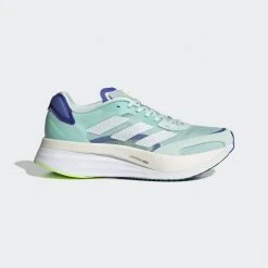 Adidas Women's Adizero Boston 10 Running Shoe - Halo Mint / Cloud White / Sonic Ink- Regular (B)