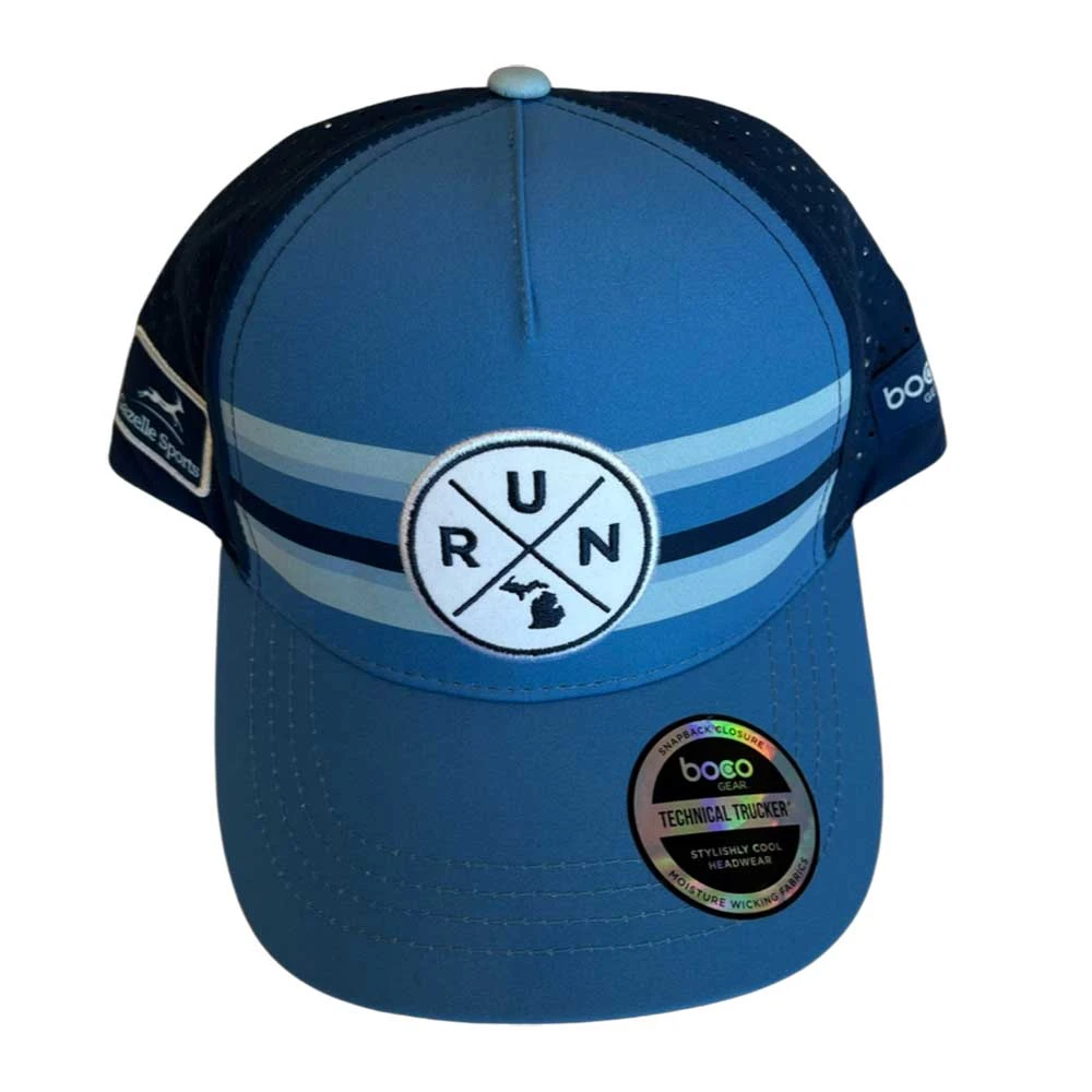 Boco Gear Accessories Unisex RUN MICH Running Trucker - Blue Stripes 1 Boco Gear Accessories Unisex RUN MICH Running Trucker - Blue Stripes