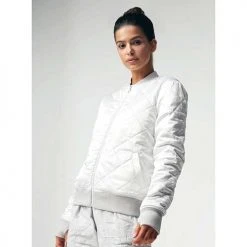 Blanc Noir Women's Camo Reversible Bomber - Light Grey Camo Jackets & Vests