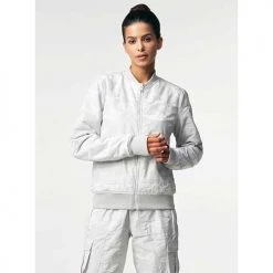 Blanc Noir Women's Camo Reversible Bomber - Light Grey Camo Jackets & Vests