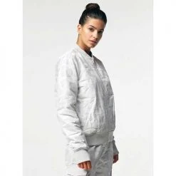 Blanc Noir Women's Camo Reversible Bomber - Light Grey Camo Jackets & Vests
