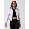 Blanc Noir Women's Leather Moto Mesh Jacket - White