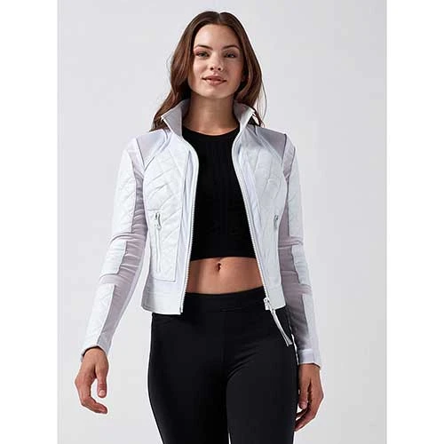 Blanc Noir Women's Leather Moto Mesh Jacket - White 1 Blanc Noir Women's Leather Moto Mesh Jacket - White