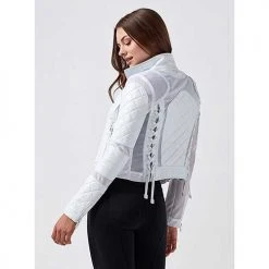 Blanc Noir Women's Leather Moto Mesh Jacket - White 8 Blanc Noir Women's Leather Moto Mesh Jacket - White