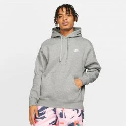 Men's Nike Sportswear Club Fleece Pullover Hoodie - Dark Grey Heather/Matte Silver/White Apparel