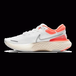 Nike Women's ZoomX Invincible Run Flyknit Running Shoe - White/Metallic Silver/Bright Mango - Regular (B) Shoes