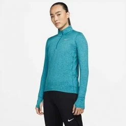Women's Nike Dri-FIT Element 1/2 Zip Running Top - Marina/Washed Teal Tops