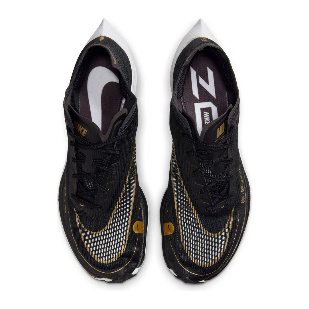 Nike Men's ZoomX Vaporfly Next % 2 Racing Shoe - Black/White/Metallic Gold Coin - Regular (D) 5 Nike Men's ZoomX Vaporfly Next % 2 Racing Shoe - Black/White/Metallic Gold Coin - Regular (D)