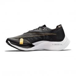 Nike Women's ZoomX Vaporfly Next % 2 Racing Shoe - Black/White/Metallic Gold Coin - Regular (B) Shoes