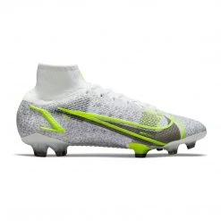 Nike Unisex Superfly 8 Elite Firm Ground Soccer Shoe - White/Black/Metallic Silver/Volt