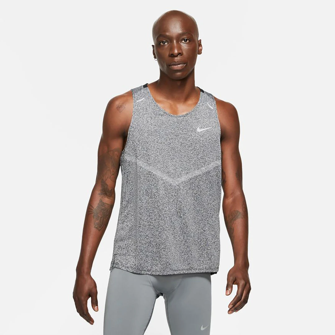 Men's Nike Dri-FIT Rise 365 Running Tank - Black/Heather/Reflective Silver 1 Men's Nike Dri-FIT Rise 365 Running Tank - Black/Heather/Reflective Silver