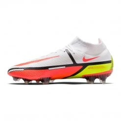Nike Unisex Phantom GT2 Elite Dynamic Fit Firm Ground Soccer Shoes - White/Bright Crimson/Volt - Regular (D)