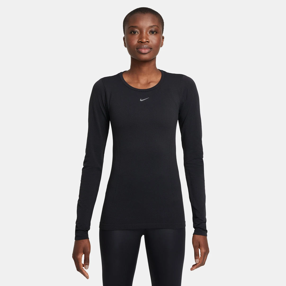 Tops Women's Nike Dri-FIT ADV Seamless Long Sleeve Top - Black/Reflective Silver 1 Tops Women's Nike Dri-FIT ADV Seamless Long Sleeve Top - Black/Reflective Silver