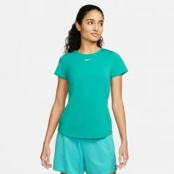 Women's Nike One Luxe Dri-FIT Short Sleeve Slim Top - Neptune Green