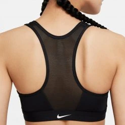 Bras Women's Nike Dri-FIT Swoosh Zip-Front Women’s Medium Support Padded Sports Bra - Black/White