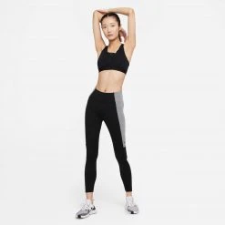Bras Women's Nike Dri-FIT Swoosh Zip-Front Women’s Medium Support Padded Sports Bra - Black/White