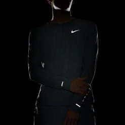 Men's Nike Dri-FIT Miler Long Sleeve Running Top - Smoke Grey/Reflective Silver