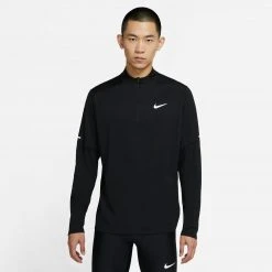 Men's Nike Dri-FIT Element 1/2 Zip Running Top - Black/Reflective Silver Apparel