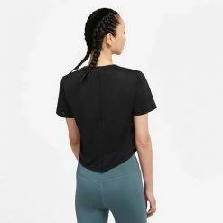 Women's Nike Dri-FIT One Standard Fit Short Sleeve Cropped Top - Black Tops