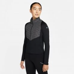 Women's Nike Therma-FIT Hybrid Running Jacket - Black/Atomic Orange/Blkref
