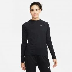 Women's Nike Therma-FIT Element Running Crew - Black/Reflective Silver Tops