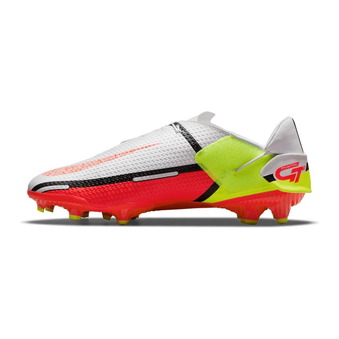 Nike Unisex Phantom GT2 Academy Flyease Firm Ground/Multi Ground Soccer Shoe - White/Bright Crimson/Volt 2 Nike Unisex Phantom GT2 Academy Flyease Firm Ground/Multi Ground Soccer Shoe - White/Bright Crimson/Volt