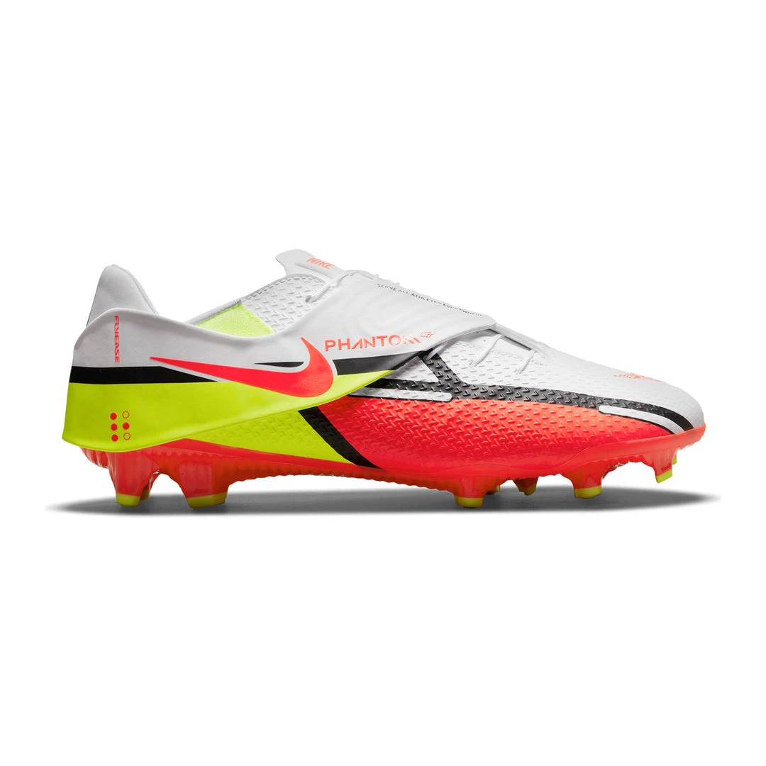 Nike Unisex Phantom GT2 Academy Flyease Firm Ground/Multi Ground Soccer Shoe - White/Bright Crimson/Volt 1 Nike Unisex Phantom GT2 Academy Flyease Firm Ground/Multi Ground Soccer Shoe - White/Bright Crimson/Volt