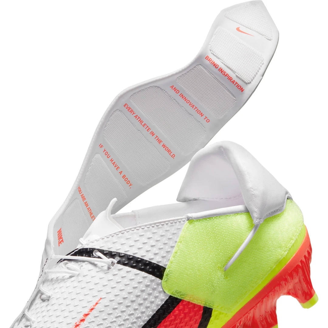 Nike Unisex Phantom GT2 Academy Flyease Firm Ground/Multi Ground Soccer Shoe - White/Bright Crimson/Volt 9 Nike Unisex Phantom GT2 Academy Flyease Firm Ground/Multi Ground Soccer Shoe - White/Bright Crimson/Volt