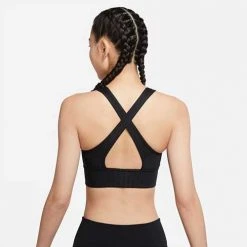 Women's Nike Dri-FIT Swoosh Medium-Support Padded Longline Printed Sports Bra - Black Tops 10 Women's Nike Dri-FIT Swoosh Medium-Support Padded Longline Printed Sports Bra - Black Tops