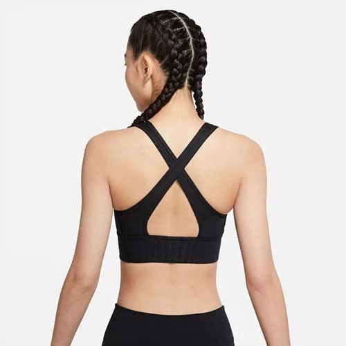 Women's Nike Dri-FIT Swoosh Medium-Support Padded Longline Printed Sports Bra - Black Tops 5 Women's Nike Dri-FIT Swoosh Medium-Support Padded Longline Printed Sports Bra - Black Tops